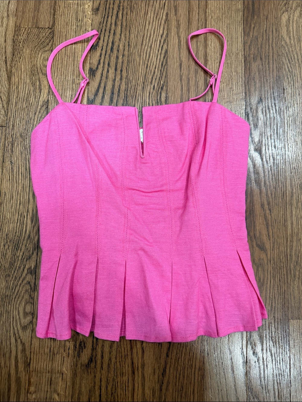 Astr the Label Pink Spaghetti-Strap Peplum Top XS